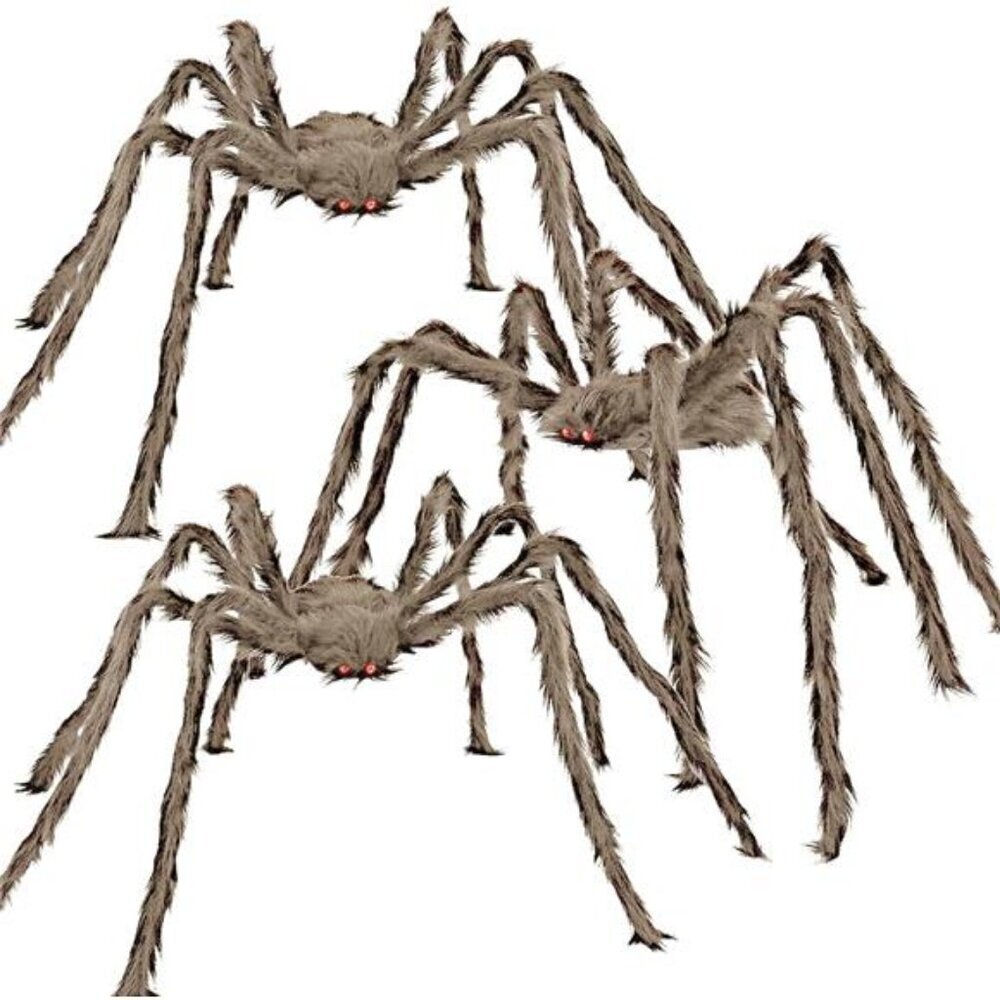 Realistic Giant Spider 3 Pack Halloween Decor 5Ft 4Ft 3.2Ft